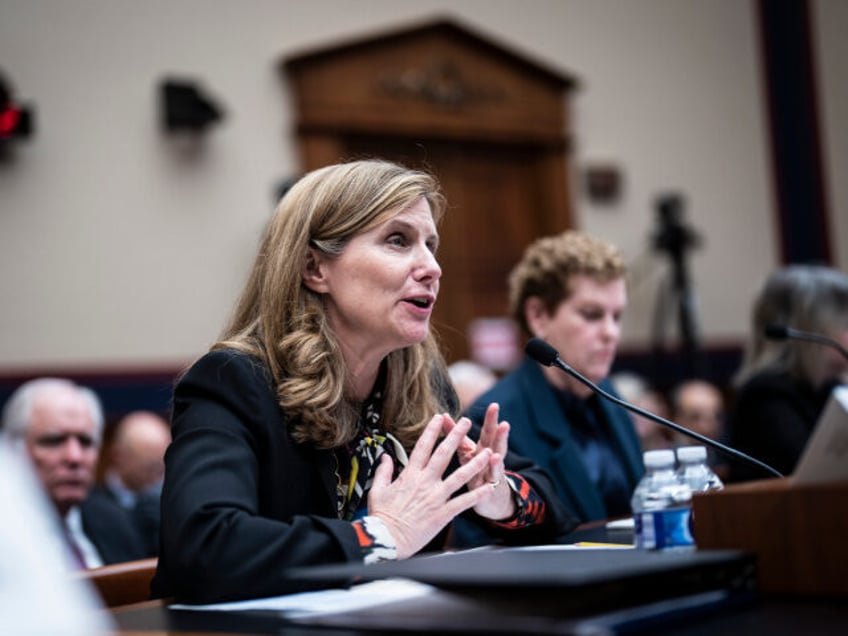 Washington, DC - December 5 : University of Pennsylvania President Liz Magill testifies during a House Education and Workforce Committee Hearing on holding campus leaders accountable and confronting antisemitism on Capitol Hill on Tuesday, Dec. 05, 2023, in Washington, DC. (Photo by Jabin Botsford/The Washington Post via Getty Images)