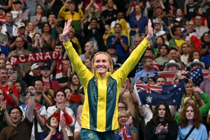 Gold medallist Australia's Ariarne Titmus after winning the women's 400m freestyle