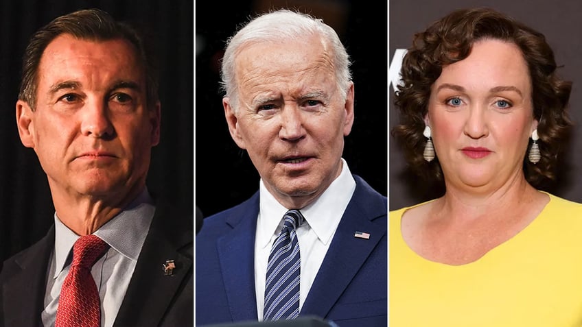 Tom Suozzi Joe Biden and Katie Porter split image