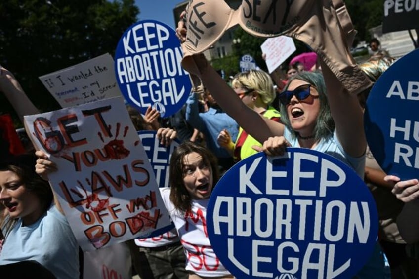 Reproductive rights activists demonstrate in front of the Supreme Court in Washington on J