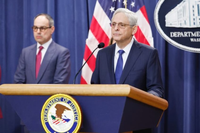 US Attorney General Merrick Garland speaks alongside Assistant Attorney General Jonathan K