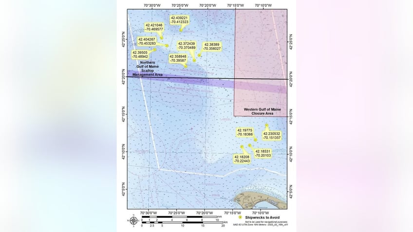 Map of the Stellwagen Bank National Marine Sanctuary off Massachusetts