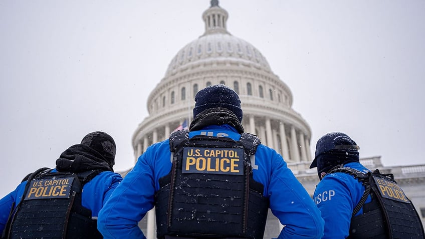 Capitol police outside Capitol for Trump inauguration