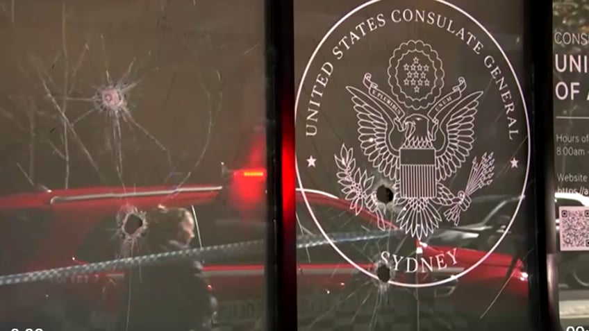 Shattered windows at U.S. consulate in Sydney