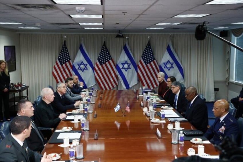 US Secretary of Defense Lloyd Austin meets his Israeli counterpart Yoav Gallant at the Pen