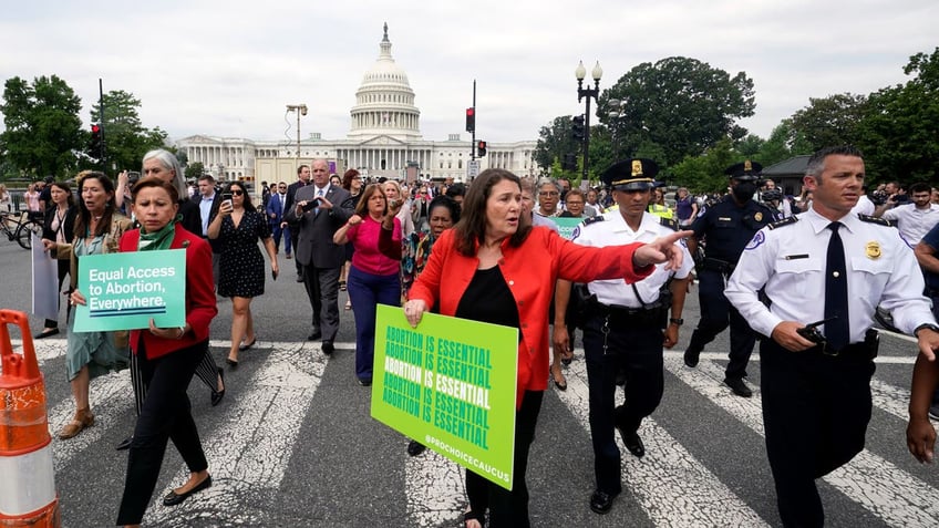 Supreme Court abortion protesters are seen after Roe v. Wade was overturned