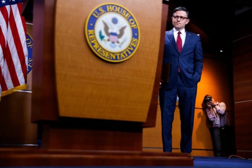 Mike Johnson, speaker of the US House of Representatives, seen in Washington on April 16,