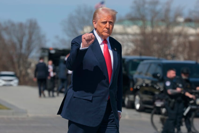 WASHINGTON, DC - MARCH 12: U.S. President Donald Trump departs the U.S. Capitol following