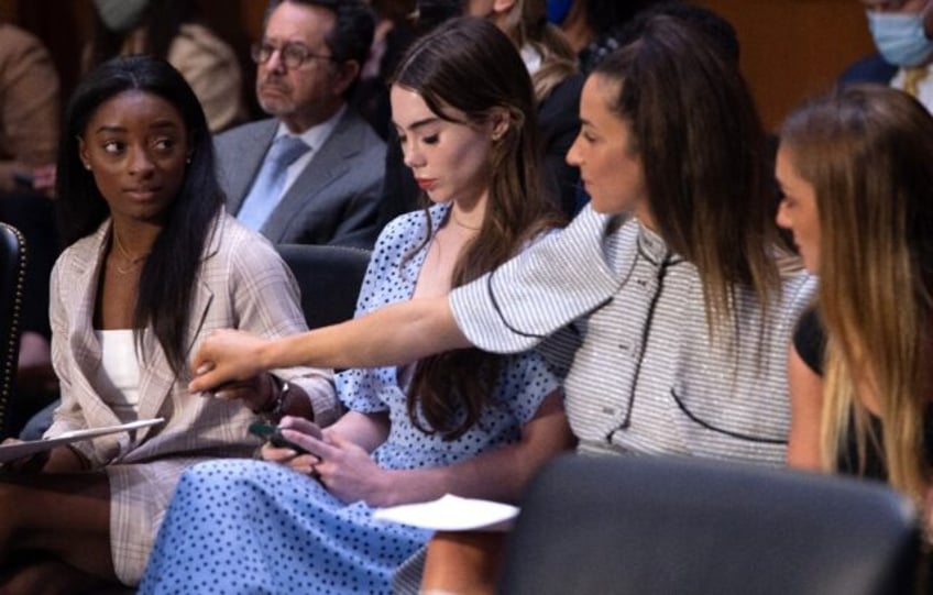 US Olympic gymnasts (L-R) Simone Biles, McKayla Maroney, Aly Raisman and Maggie Nichols,