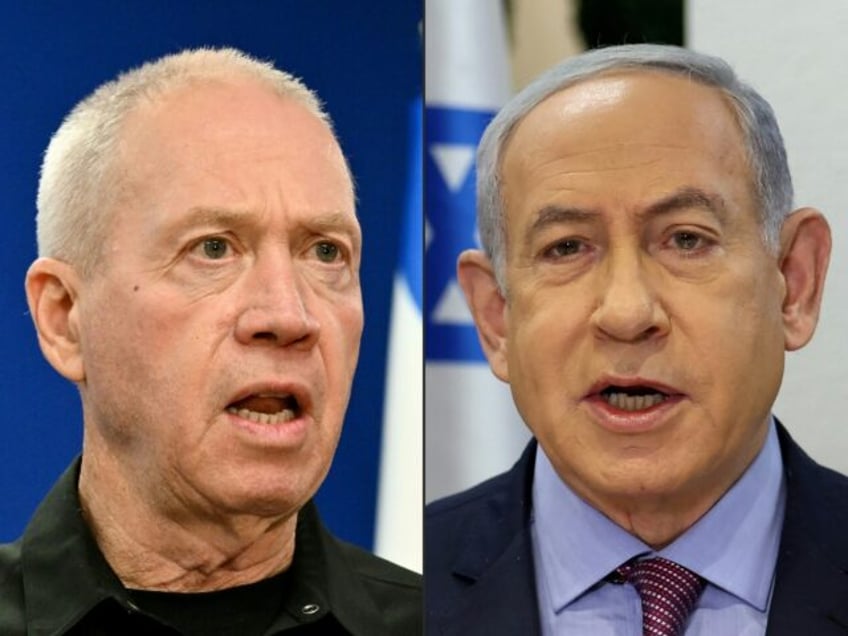 The ICC's prosecutor has said Israel's Prime Minister Benjamin Netanyahu (R) and Defense M