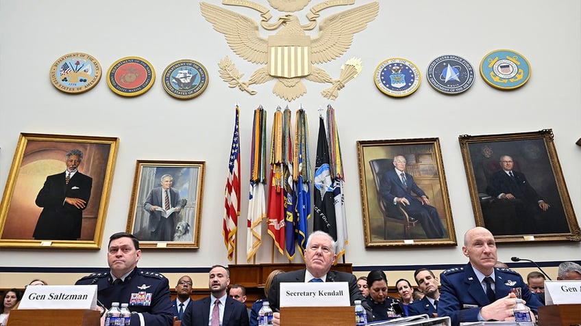 Chief of Space Operations Gen. Chance Saltzman, Secretary of the Air Force Frank Kendall and Air Force Chief of Staff Gen. David Allvin