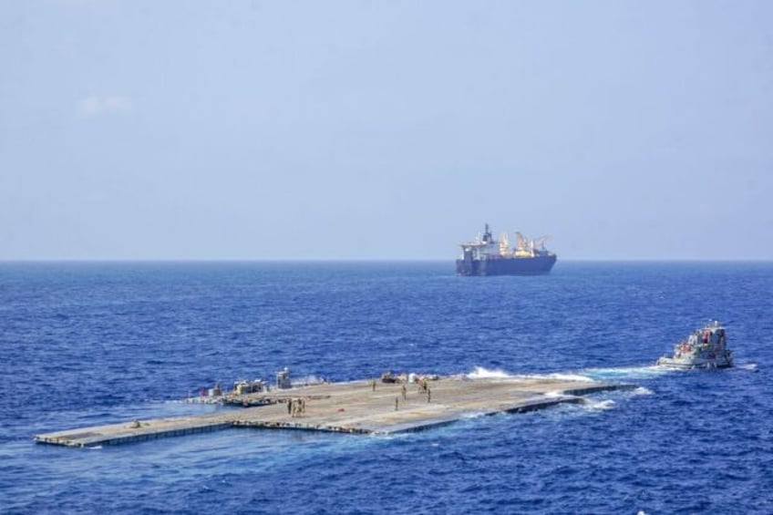 A US CENTCOM handout picture shows the temporary pier in the Mediterranean Sea on May 1