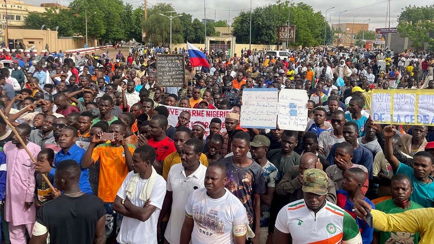 Supporters of Niger's ruling junta gather for a protest