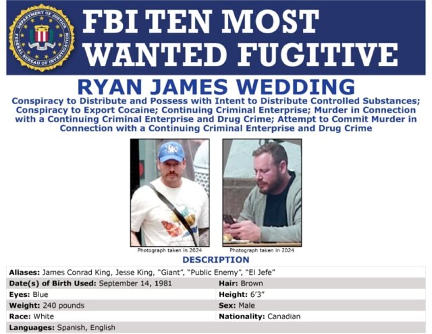 Former Canadian Olympic snowboarder Ryan Wedding is wanted on drug and murder charges and