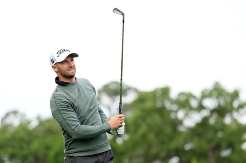 Reigning US Open champion Wyndham Clark of the United States plays a shot during a practic