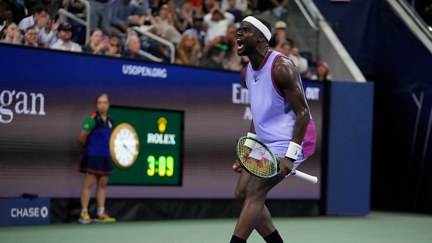 Frances Tiafoe reacts