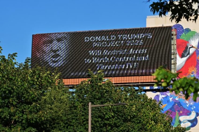 The Democratic National Committee sponsors a billboard on September 9, 2024, in Philadelph