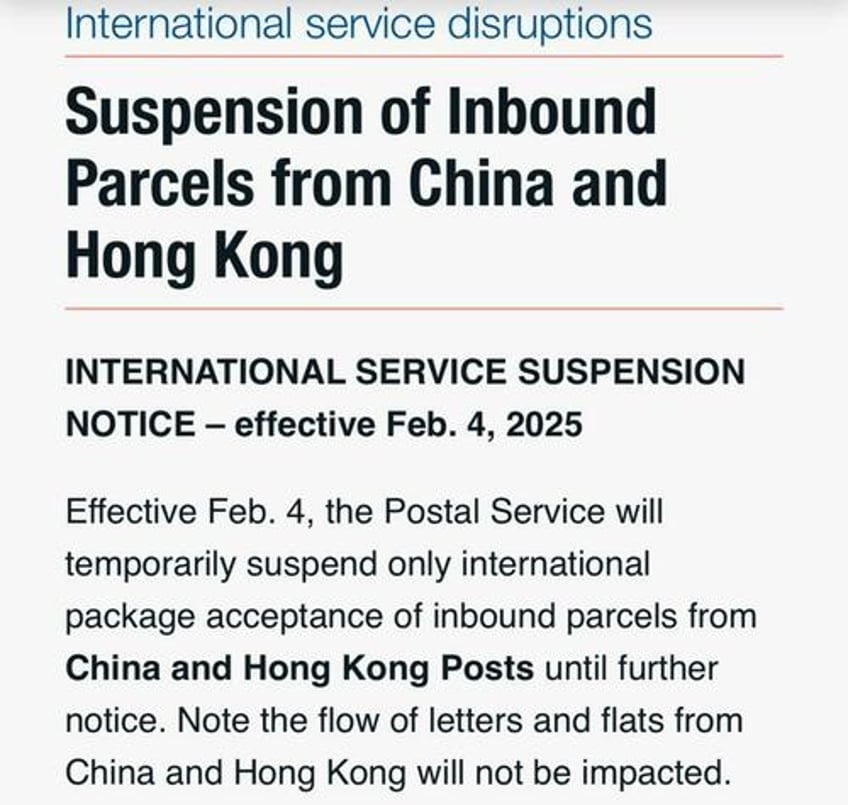 us postal service suspends shipments of parcels from china hong kong