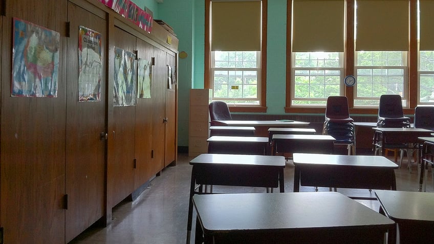 Empty Classroom In Elementary School.