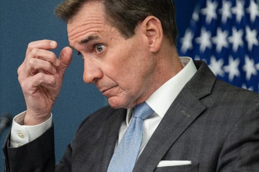 White House National Security Advisor John Kirby speaks during the daily briefing at the W