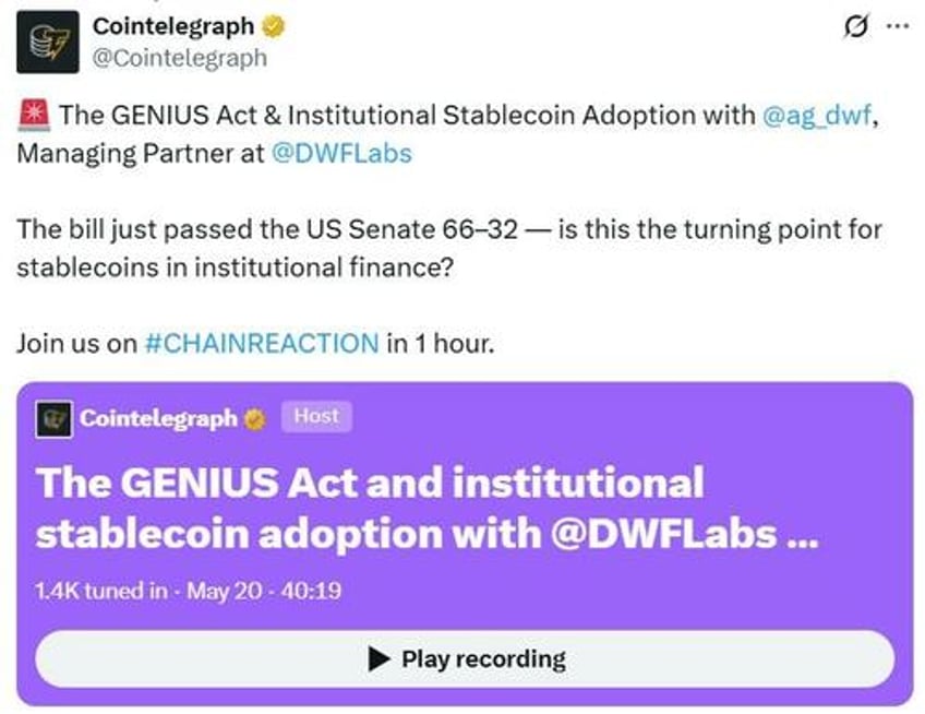 us senate votes to move ahead with genius act legitimizing stablecoins for global institutional adoption