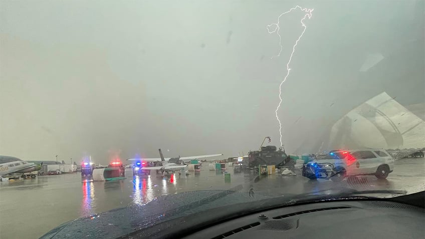 Lighting flashes over McConnell Air Force Base