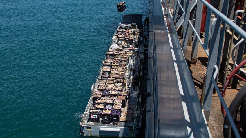 Aerial of cargo ship