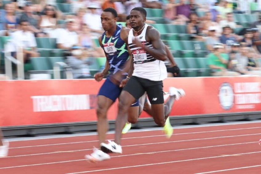 Trayvon Bromell (right) competing in 2021 at the US Olympic trials