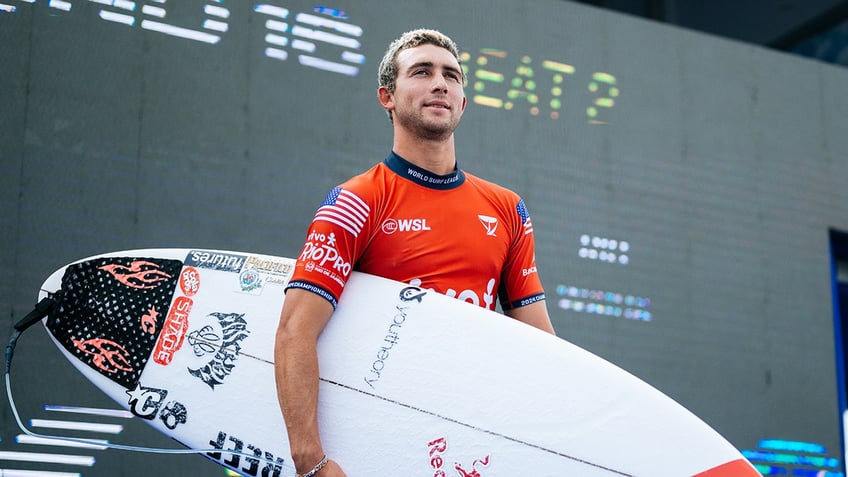 Griffin Colapinto looks out from podium