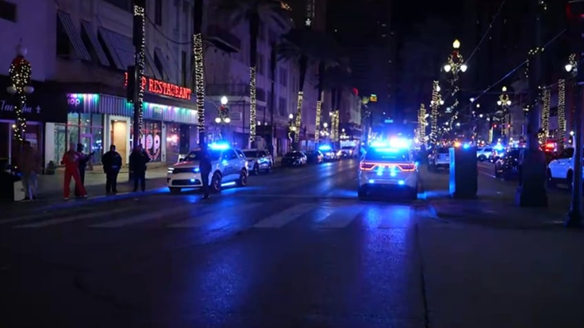 Police vehicles on Bourbon Street