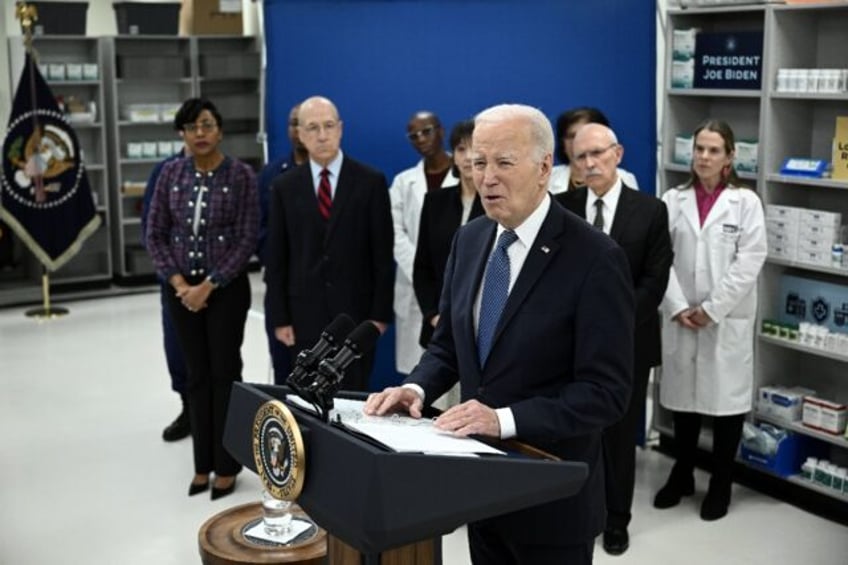 US President Joe Biden speaks about lowering prescription drug costs at the National Institutes of Health in Bethesda, Maryland