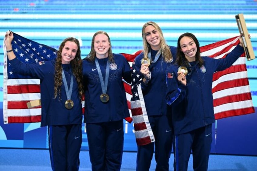 The US women's quartet rounded out the swimming at the 2024 Olympics with 4x100 medley gol