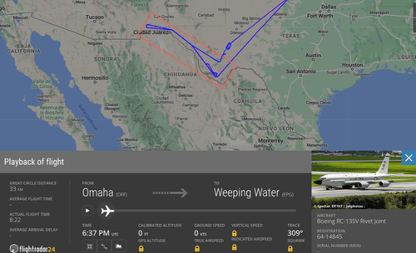 usaf spy jet flies second sigint operation on us border with focus on narco hub