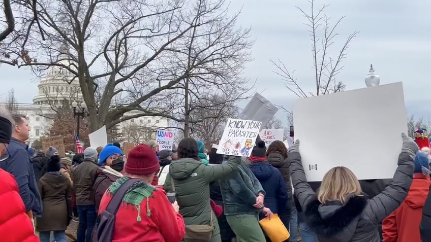 Protesters with signs