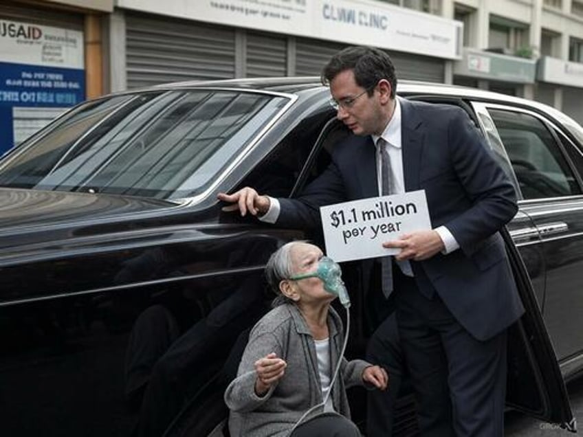 David Miliband and an old Burmese lady. 