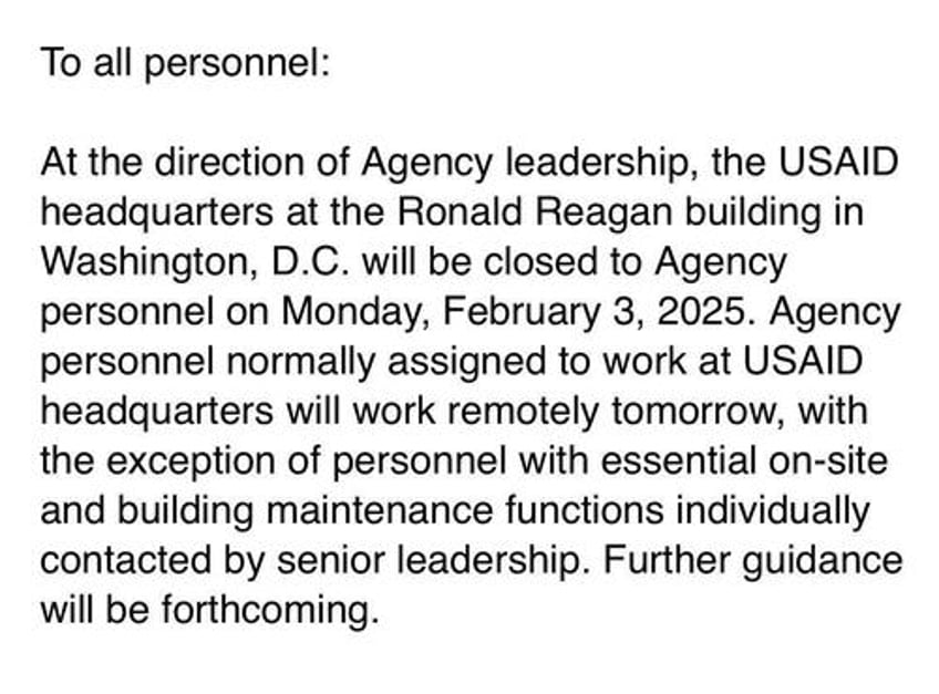 usaid workers told to stay home in early morning email as musk spent weekend feeding it into the wood chipper