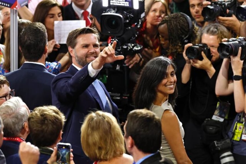 Republican vice-president candidate J. D. Vance and his wife Usha Vance at the Republican