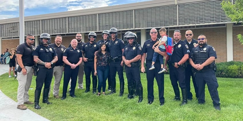 utah police fill in dads walk son of fallen officer to first day of kindergarten