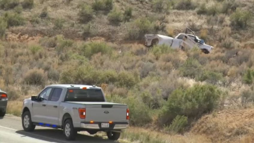 crashed pickup truck