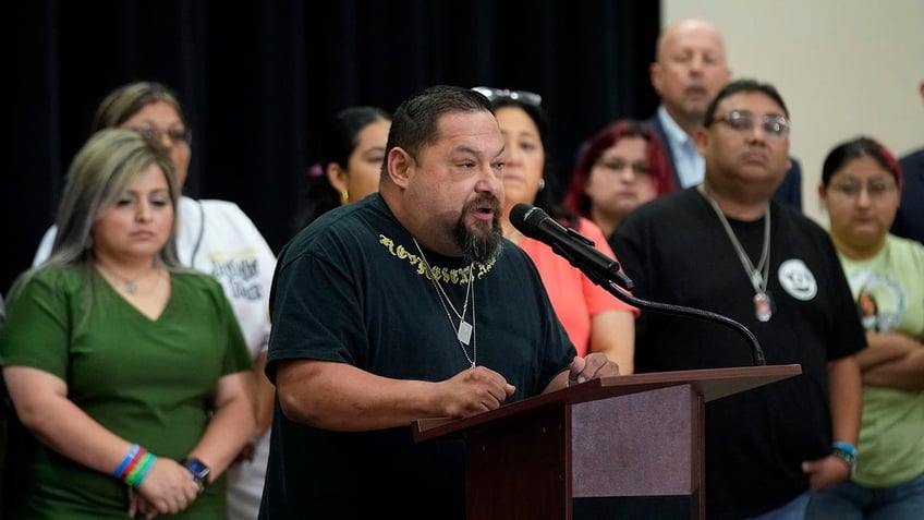 Uvalde victims at a news conference