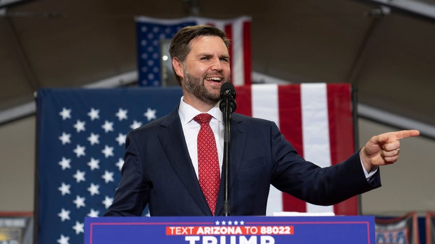 Republican vice presidential candidate Sen. JD Vance, R-Ohio, speaks during a campaign event in Glendale, Ariz., Wednesday, July 31, 2024.