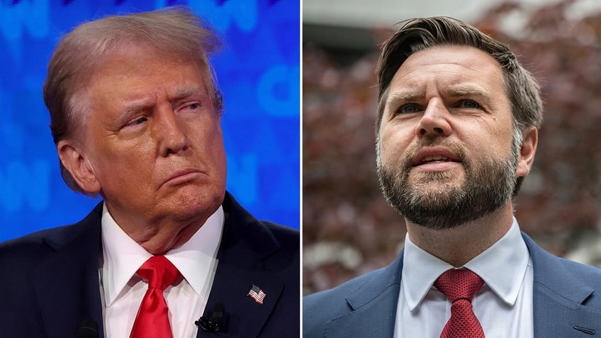 left-right photo split: Donald Trump. J.D. Vance