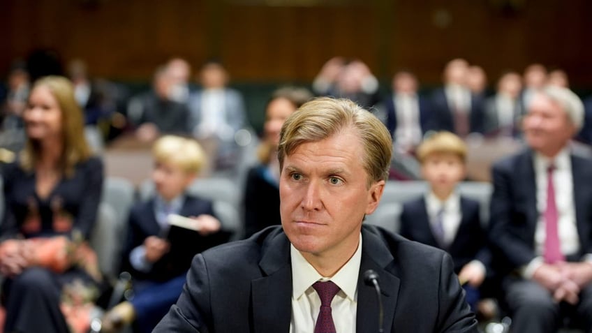 Elbridge Colby, under secretary of defense for policy nominee for US President Donald Trump, arrives for a Senate Armed Services Committee confirmation hearing in Washington, DC