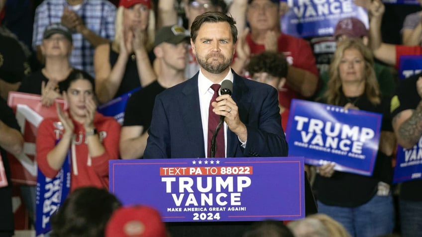 JD Vance closeup shot from rally