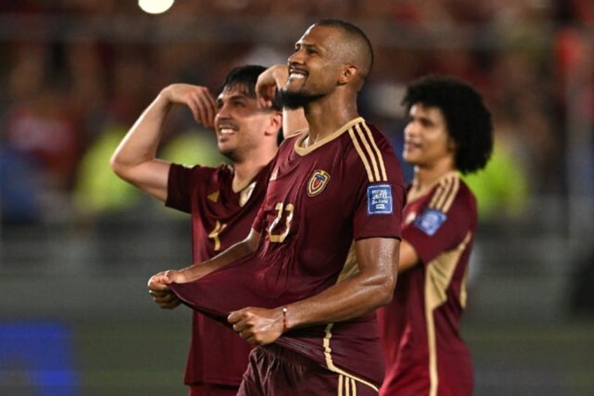Venezuela's forward Salomon Rondon celebrates his goal in Friday's 2-0 win over Bolivia i