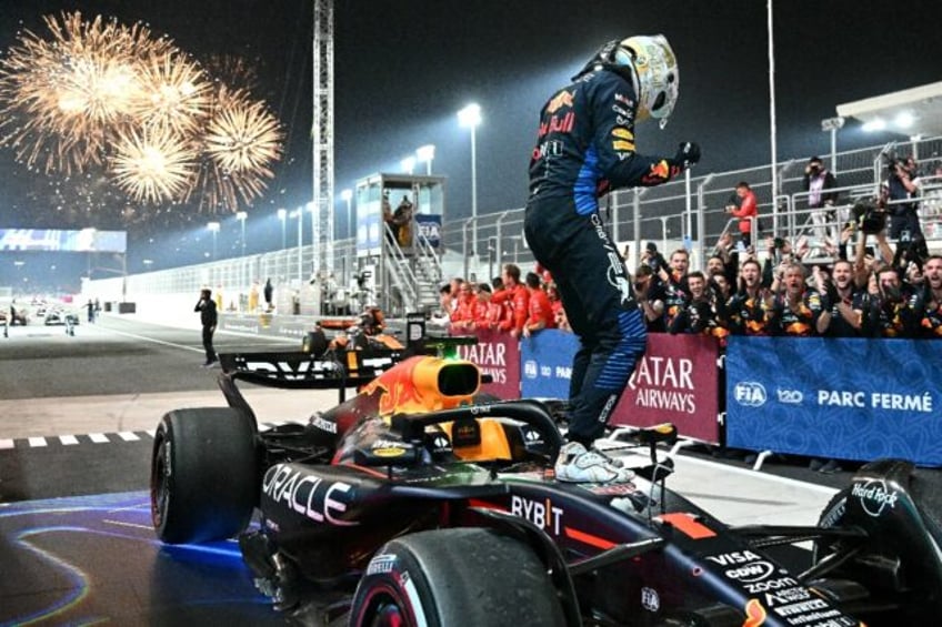 Max Verstappen celebrates winning the Qatar Grand Prix