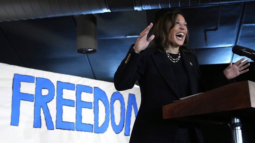 Kamala Harris speaks during a campaign event at Montage Mountain Resort in Scranton, Pa