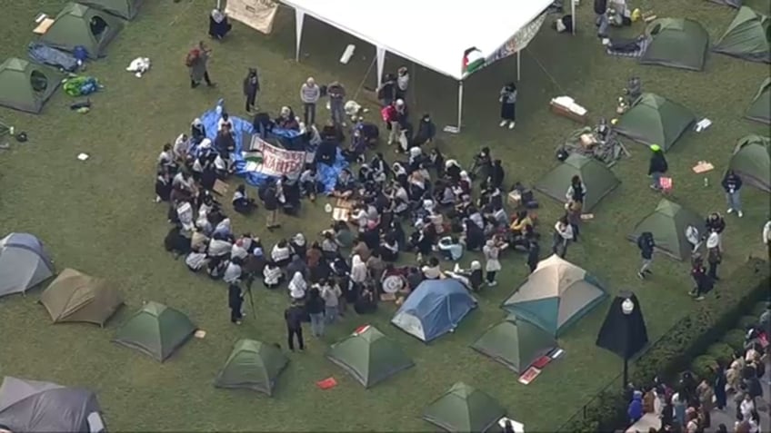 Anti-Israel protesters occupy the Columbia University main lawn