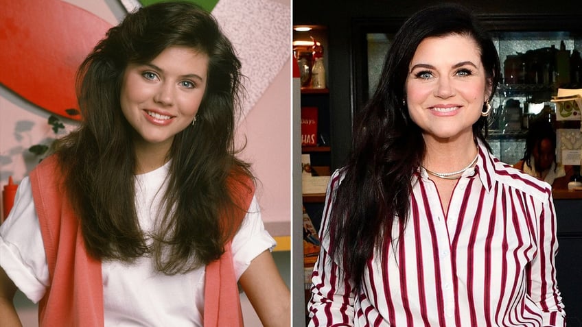 Tiffani Thiessen then and now split