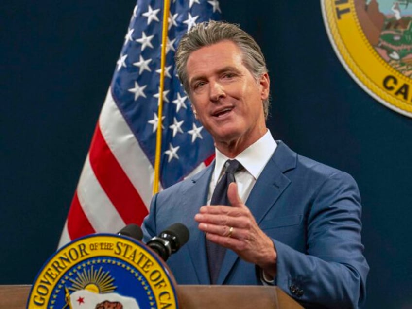 California Gov. Gavin Newsom discusses his revised 2024-25 state budget during a news conf